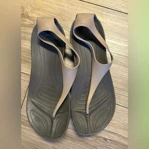 CROCS Two-Tone Sandals in Brown and Tan